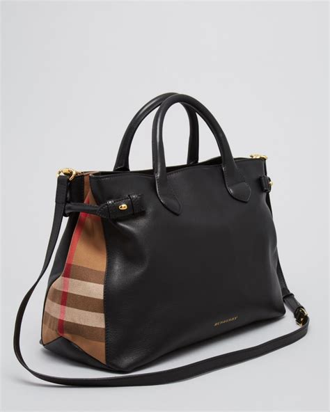 Burberry Banner Bag Shoulder Strap Tote Handbag Black 